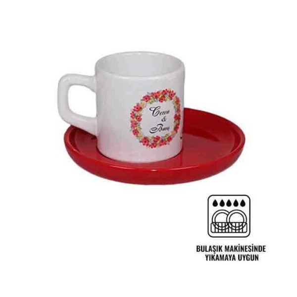 Seramik Kahve Fincanı (Kırmızı Tabaklı)