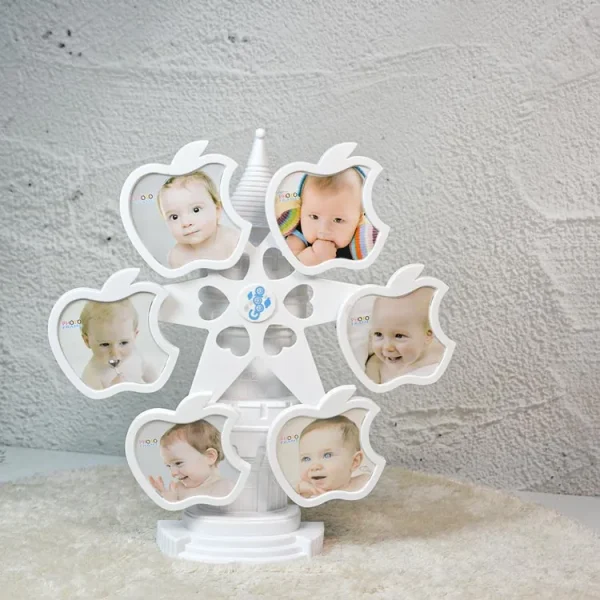 Müzikli Dönen Hareketli Dekoratif Elma Fotoğraf Çerçevesi - Kurmalı